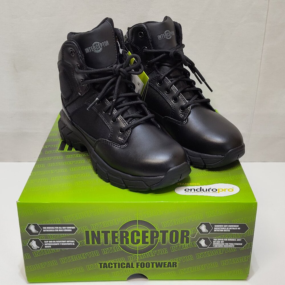 Interceptor Litefast Tactical Boots Womens Size 7 Zippered 6" Shaft Soft Toe NIB
